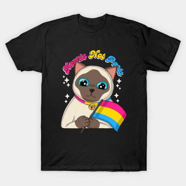 Hearts Not Parts Pansexual Pride T-Shirt by Japanese Neko